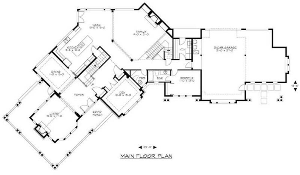 Floor Plan First Story of Craftsman Plan #115-1460